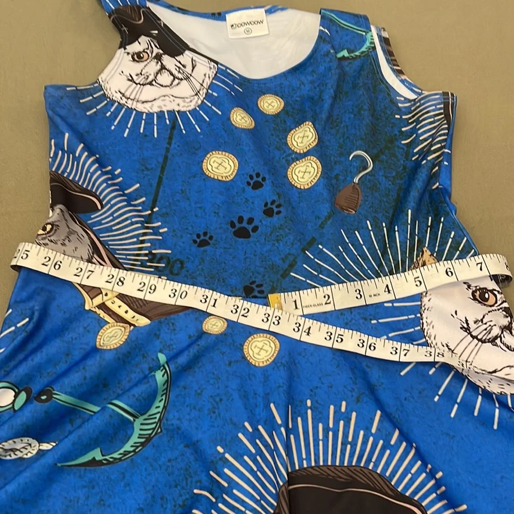 COWCOW Lovely 🏴☠️ Pirate Cat theme, womens DRESS size MEDIUM - Picture 11 of 12